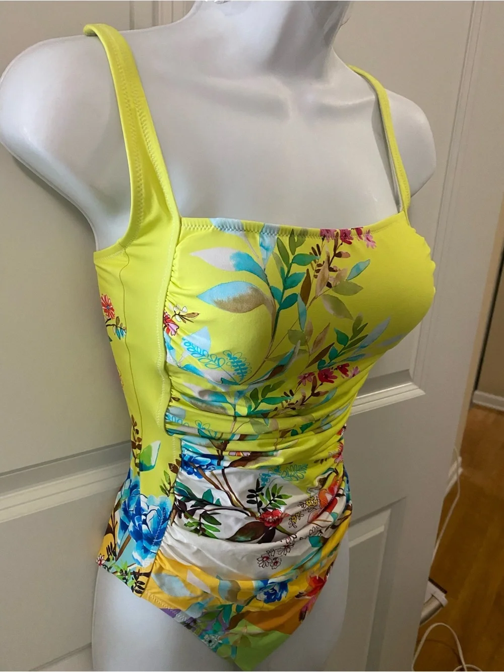Johnny Was Yellow Floral One-Piece Swimsuit